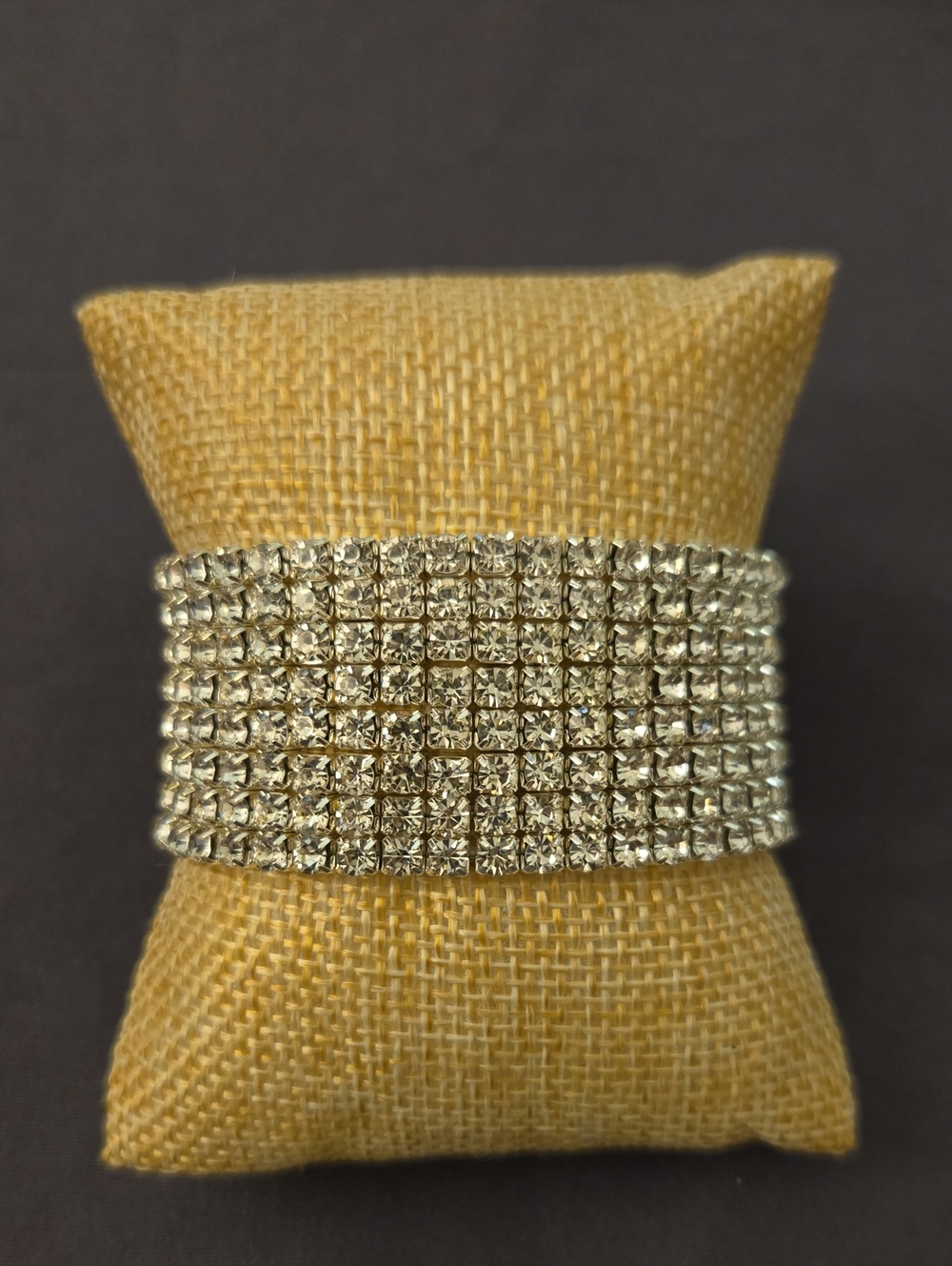 Crystal Multi-Row Stretch Bracelet - Silver Tone